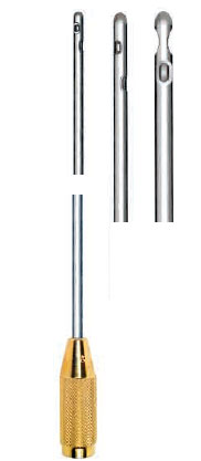 Канюля с коннектором для сменной ручки, D= 5 мм, L= 30 см, с двумя боковыми окнами и одним центральным
